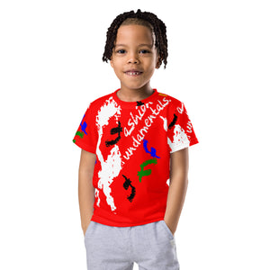 Red Colorful Crayon Kids crew neck t-shirt