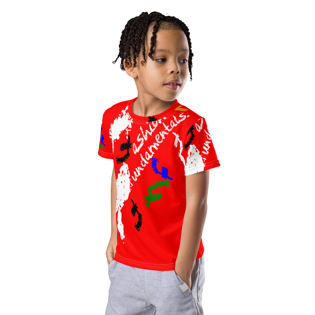 Red Colorful Crayon Kids crew neck t-shirt