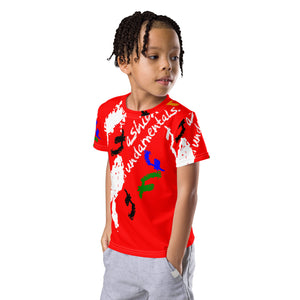 Red Colorful Crayon Kids crew neck t-shirt