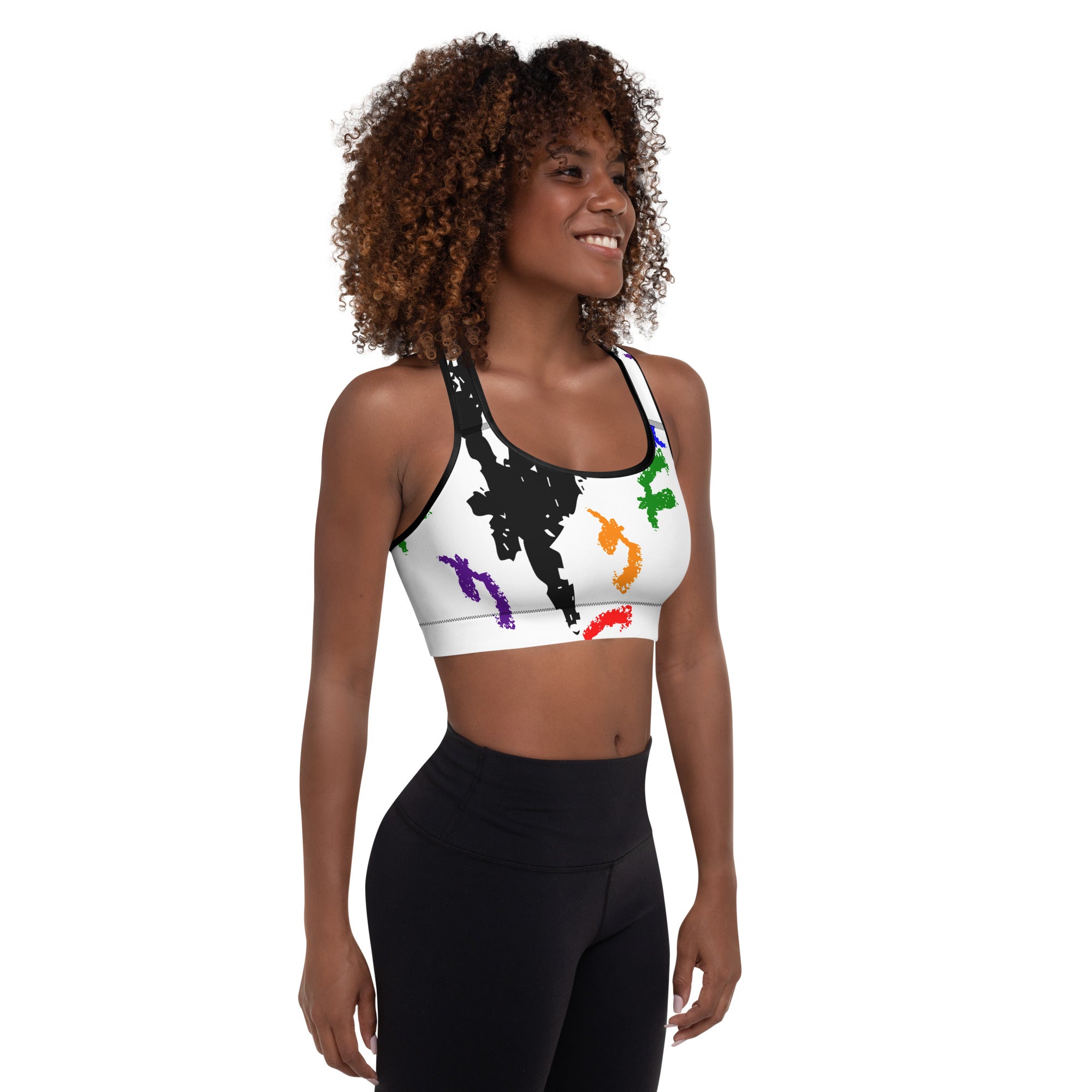 Colorful Crayon RB Padded Sports Bra