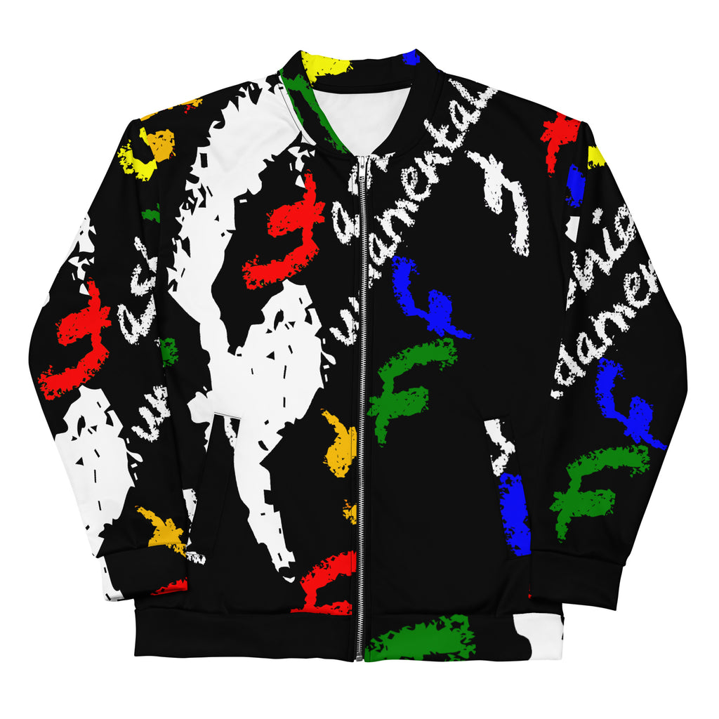 Colorful Crayon RB Blk Unisex Bomber Jacket