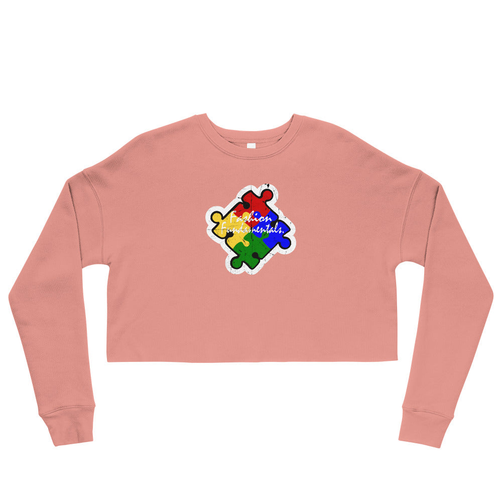 Vintage Puzzle Crop Sweatshirt